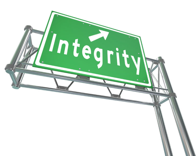 Integrity Freeway Road Sign Virtue Reputation Trust